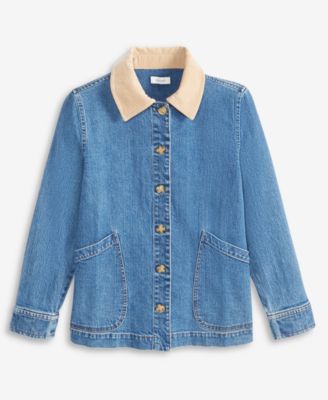 Women's Corduroy Collar Denim Barn Jacket, Macy's Exclusive
