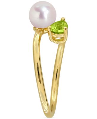 Cultured Freshwater Pearl & Garnet Ring (1/2 ct. t.w.) in 18k Gold-Plated Sterling Silver