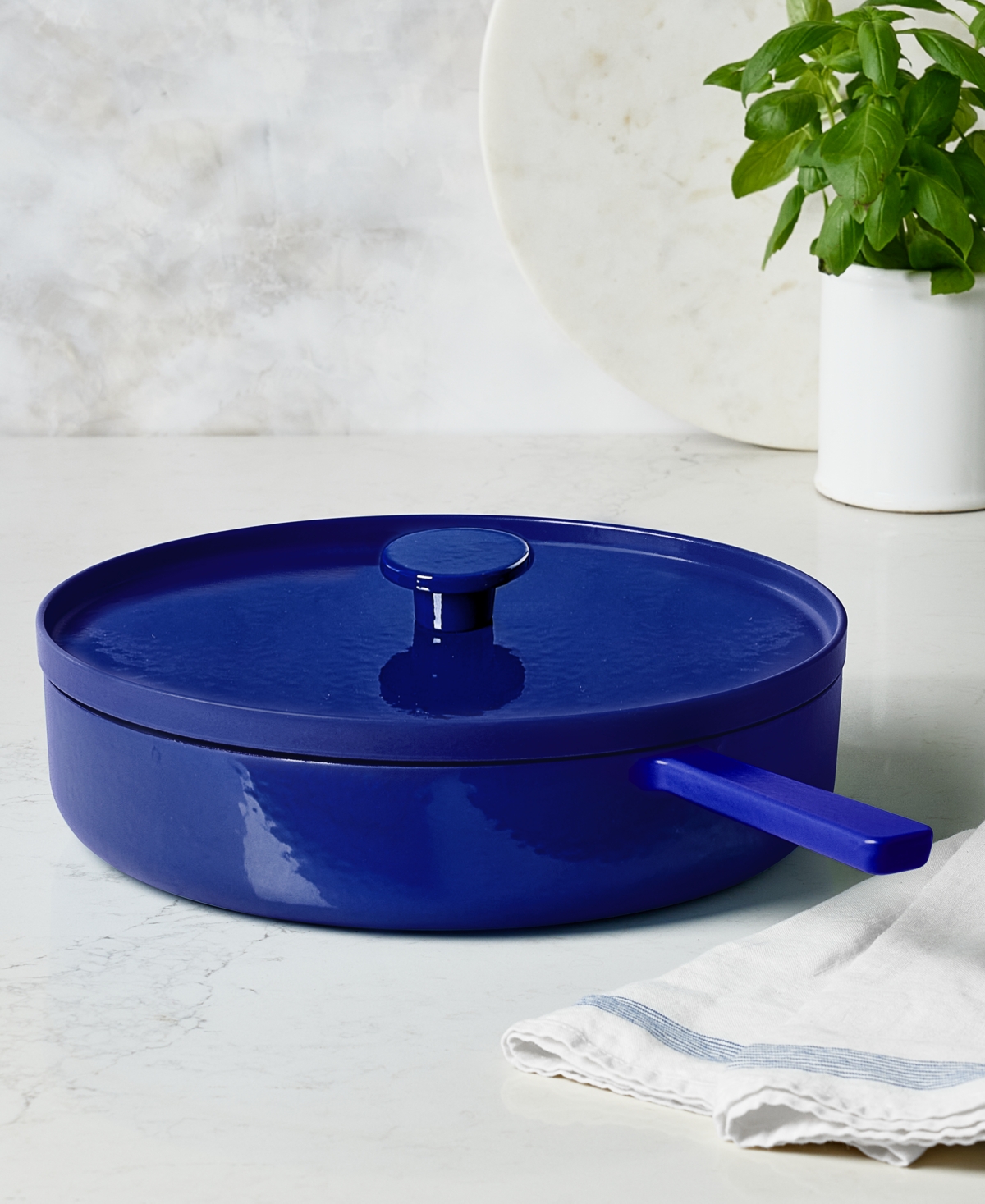 The Cellar Enameled Cast Iron 3.5-Qt. Braiser Blue, Macy's Exclusive