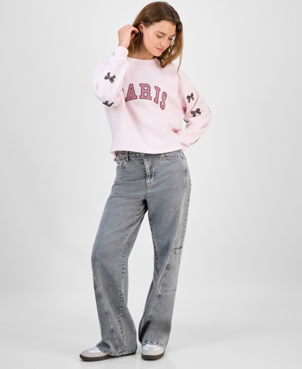Madden Girl Juniors' Rhinestone-embellished Sweatshirt In Animal Print