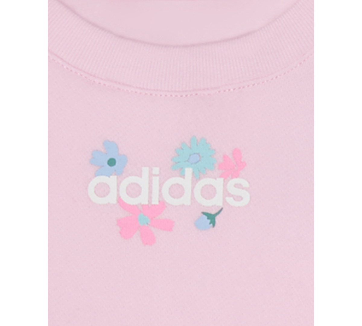 Adidas Originals Baby Girls 2-piece Fleece Pull-on Sweatshirt And Flare-leg Pants Set In Pink