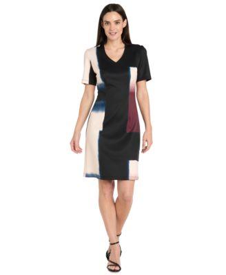 R & M Richards - Women's Scuba Placement Colorblock Sheath Dress