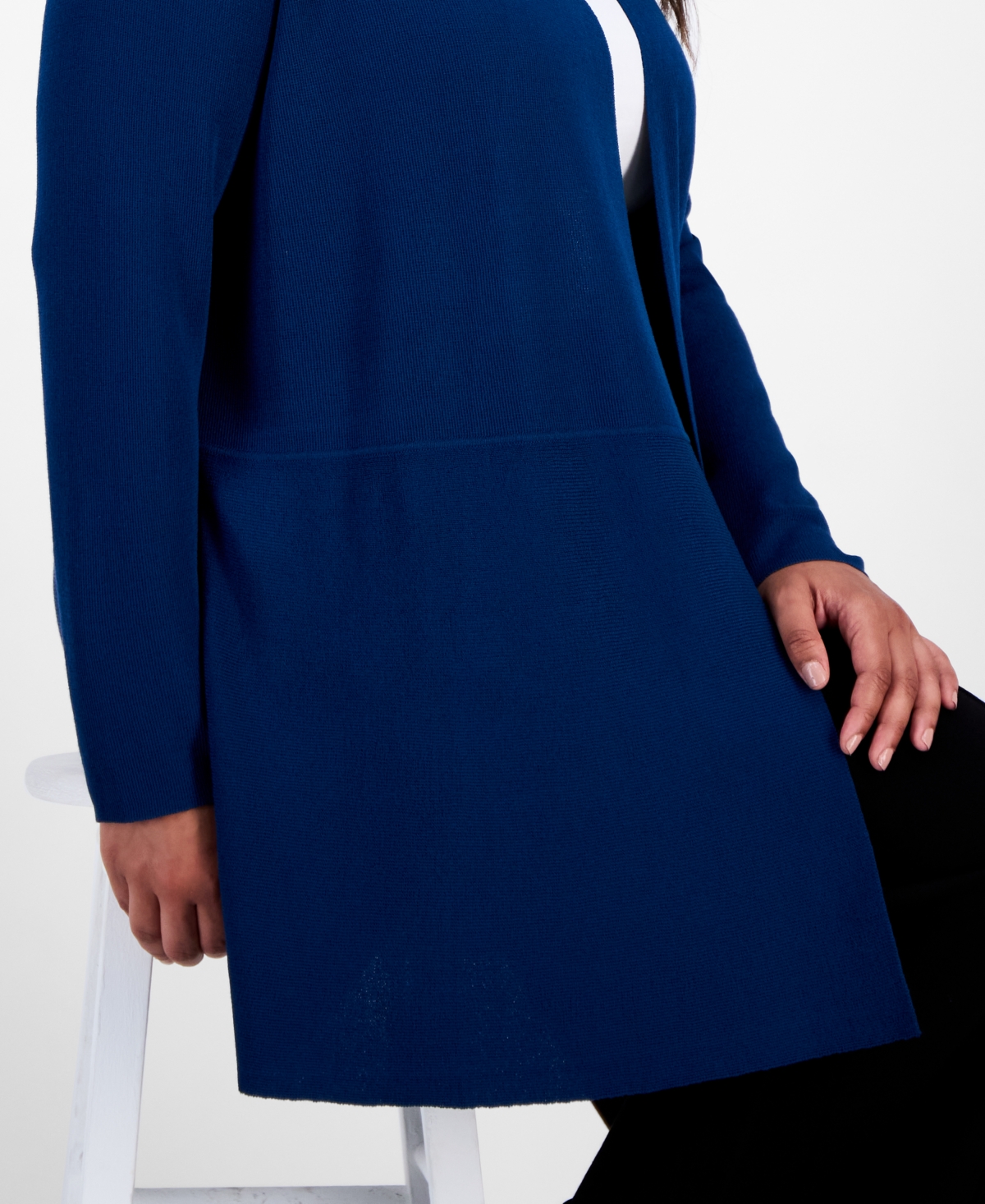Anne Klein Plus Size Monteray Open-front Cardigan In Blue