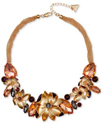 GUESS - Gold-Tone Floral Jewel Statement Necklace