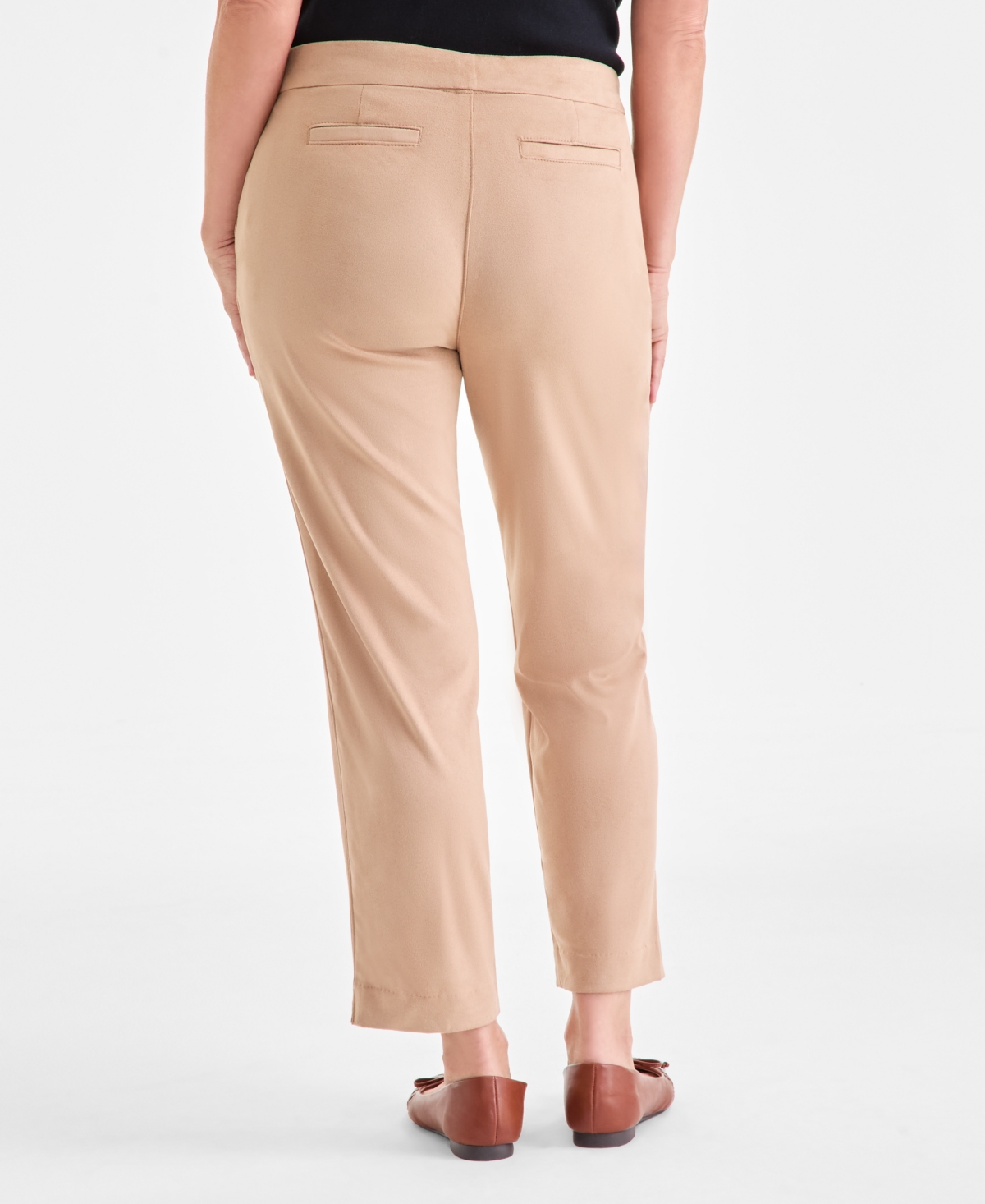 Style & Co Petite Faux-suede Pants, Macy's Exclusive In Neutral