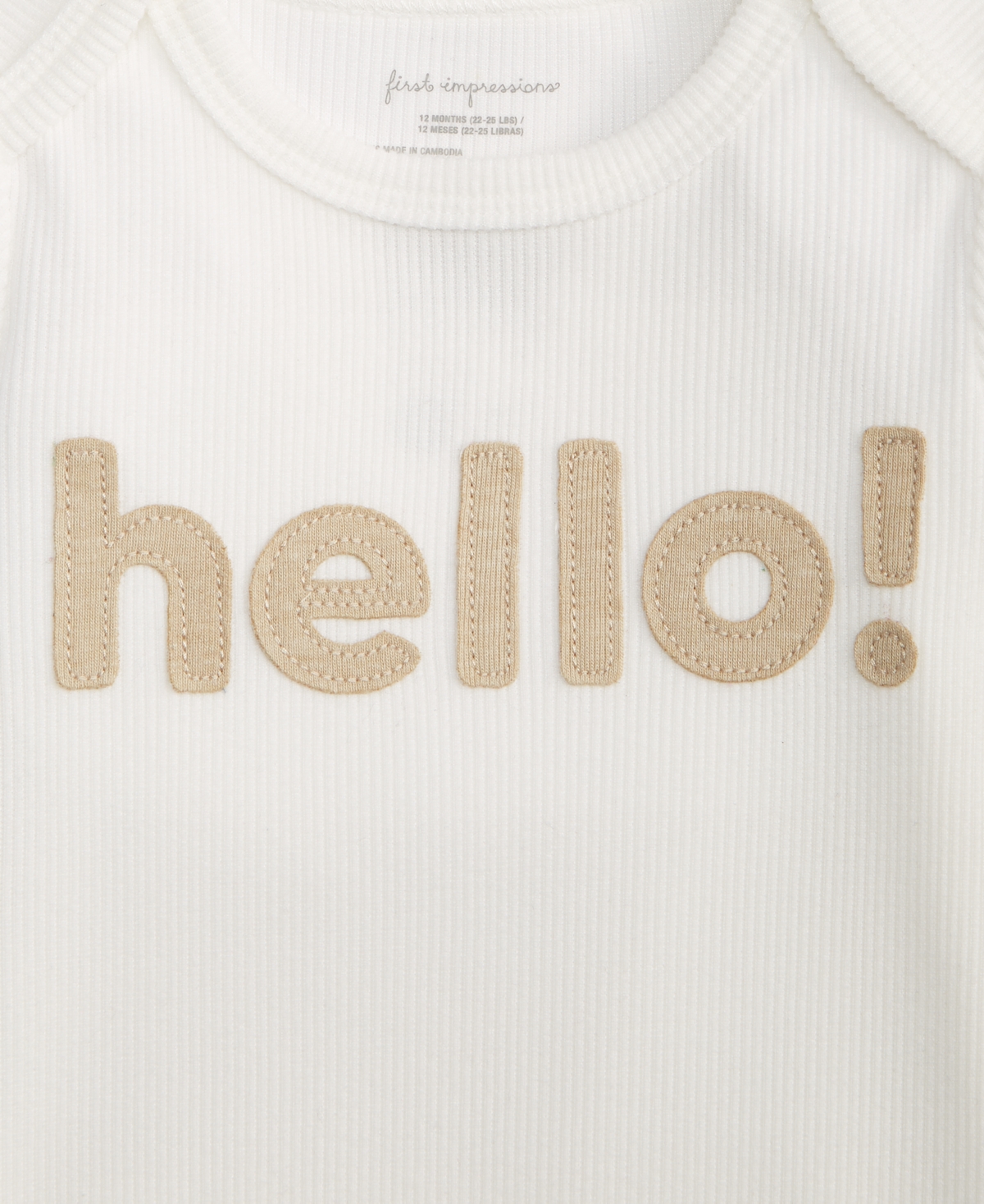 First Impressions Baby Hello Long-sleeve Bodysuit, Macy's Exclusive In White