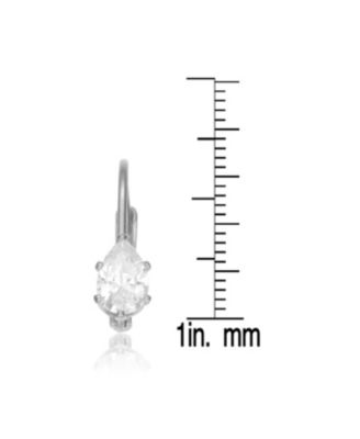 Sterling Silver Clear Oval Cubic Zirconia Leverback Earrings