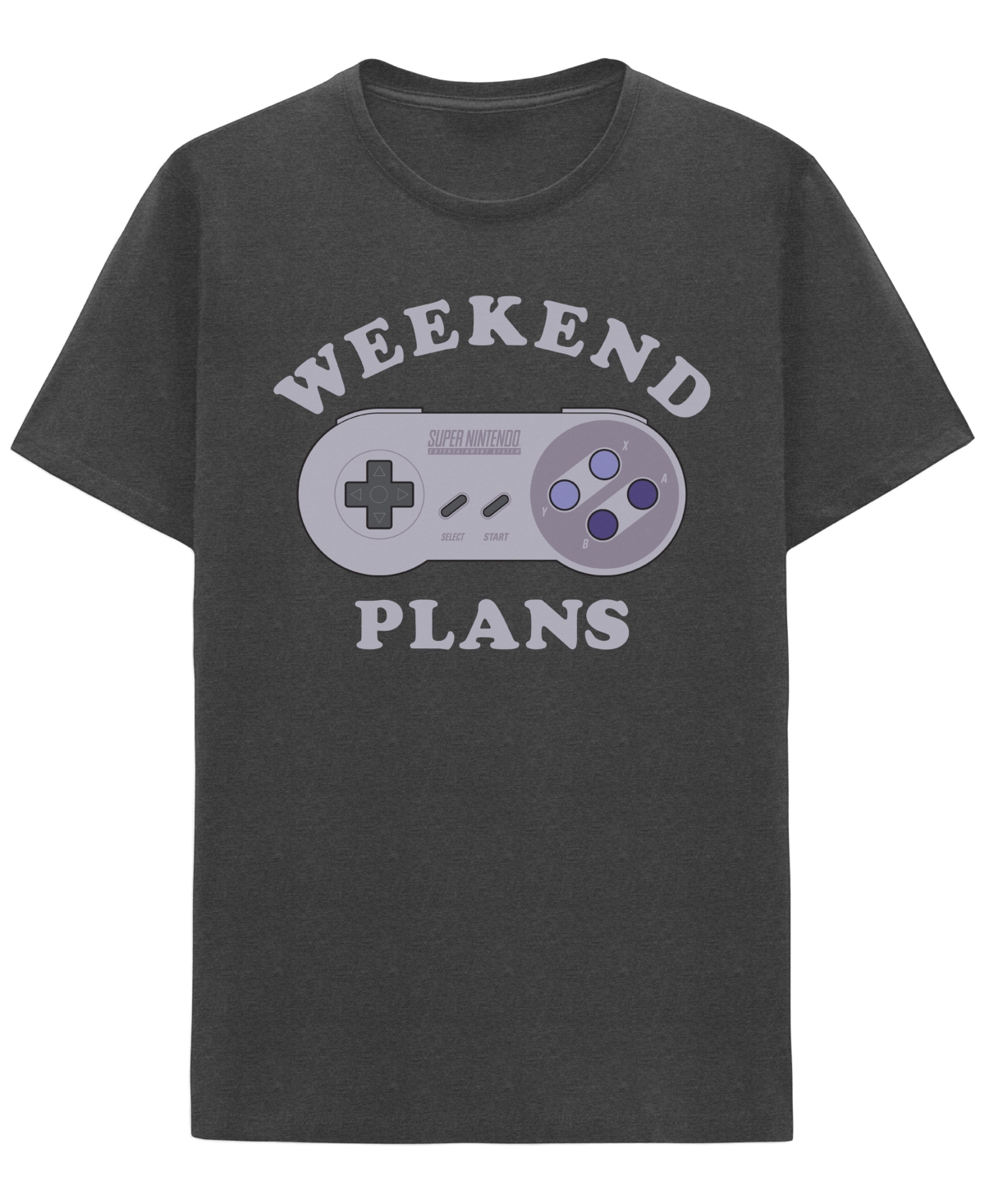 Hybrid Apparel Men's Short Sleeve Nintendo Weekend Plans Graphic T-shirt In Gray