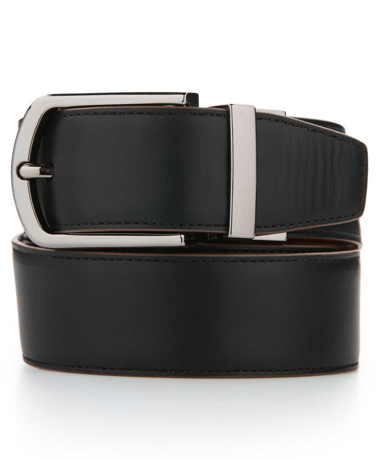 Perry Ellis Portfolio Men's Burnished Reversible Leather Dress Belt In Brown