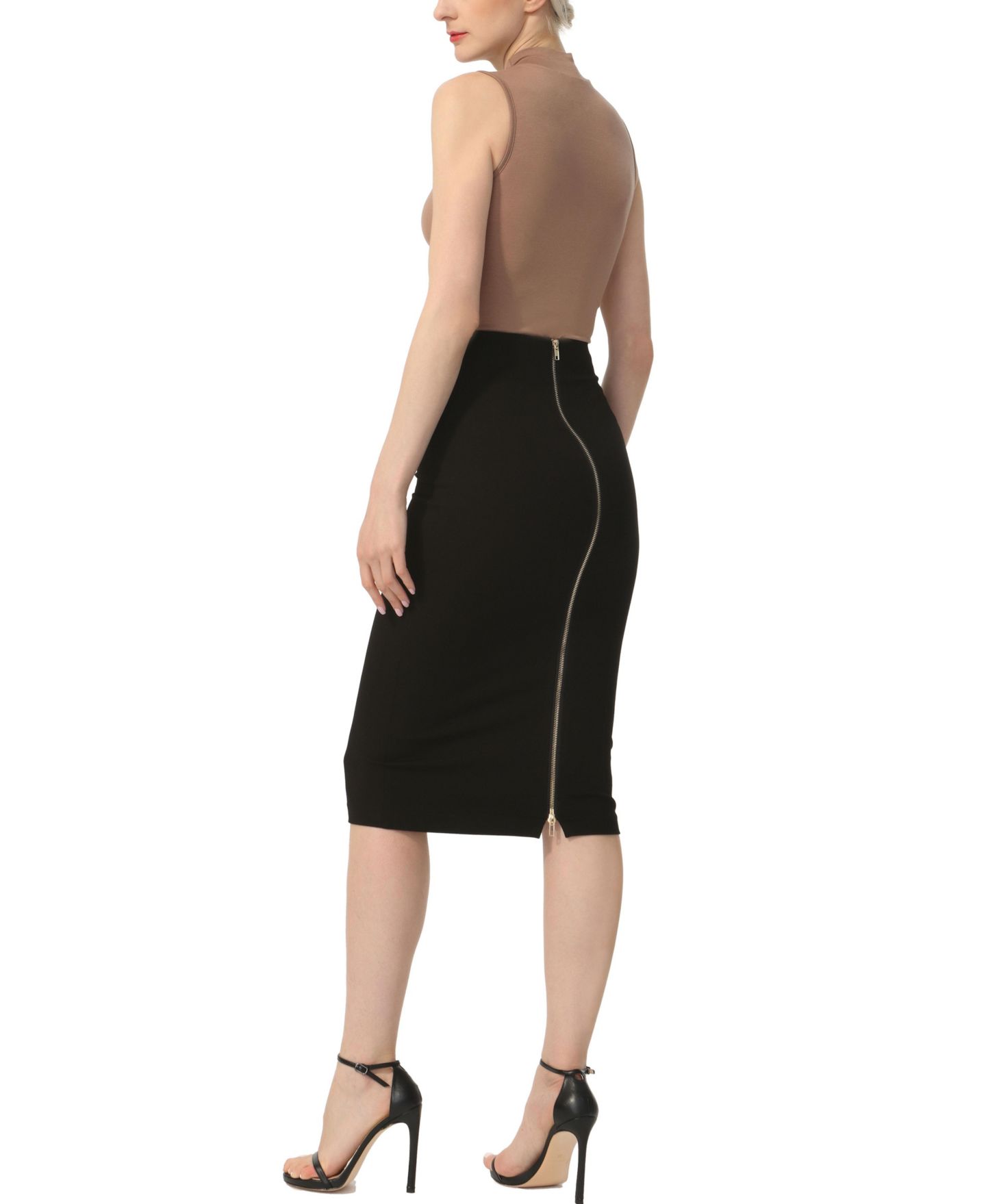 Женская юбка kimi + kai Exposed Back Zip Pencil, цвет: Чёрный — фото 3