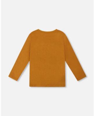 Boy Long Sleeve Cotton Jersey Tee Shirt Orange Brown - Child