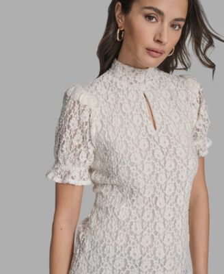 Women's Short Sleeve Lace Ruffle Top