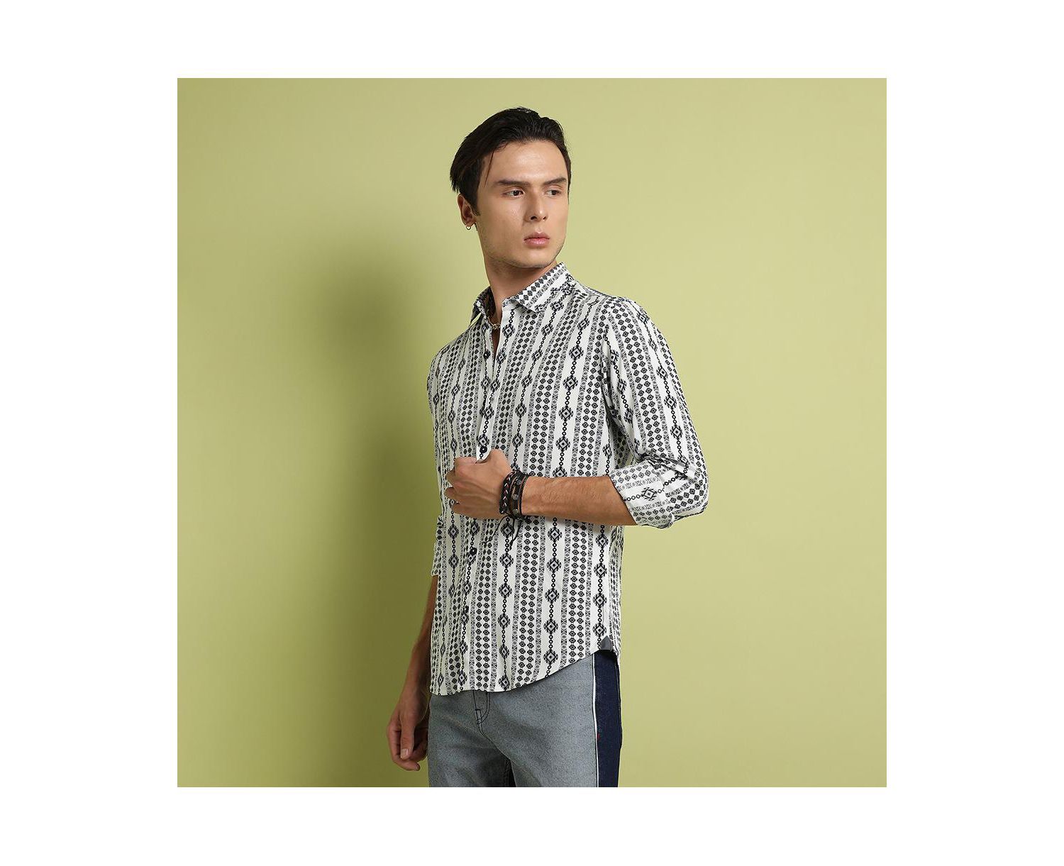 Men's Black & Grey Geometric Aztec