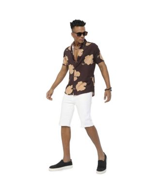 Men's Brown Hibiscus Print Shirt