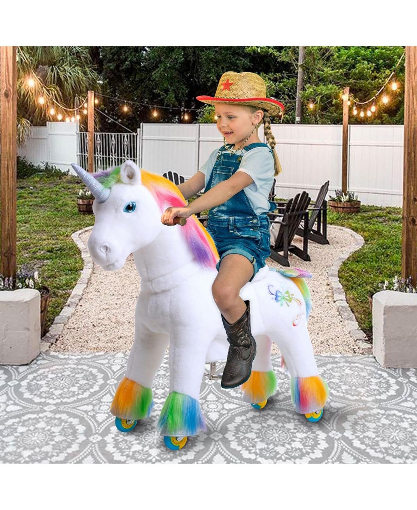 Детская игрушка PonyCycle Model X Rainbow Unicorn Ride-On Toy, Ages 3-4, цвет: Разноцветный — фото 4