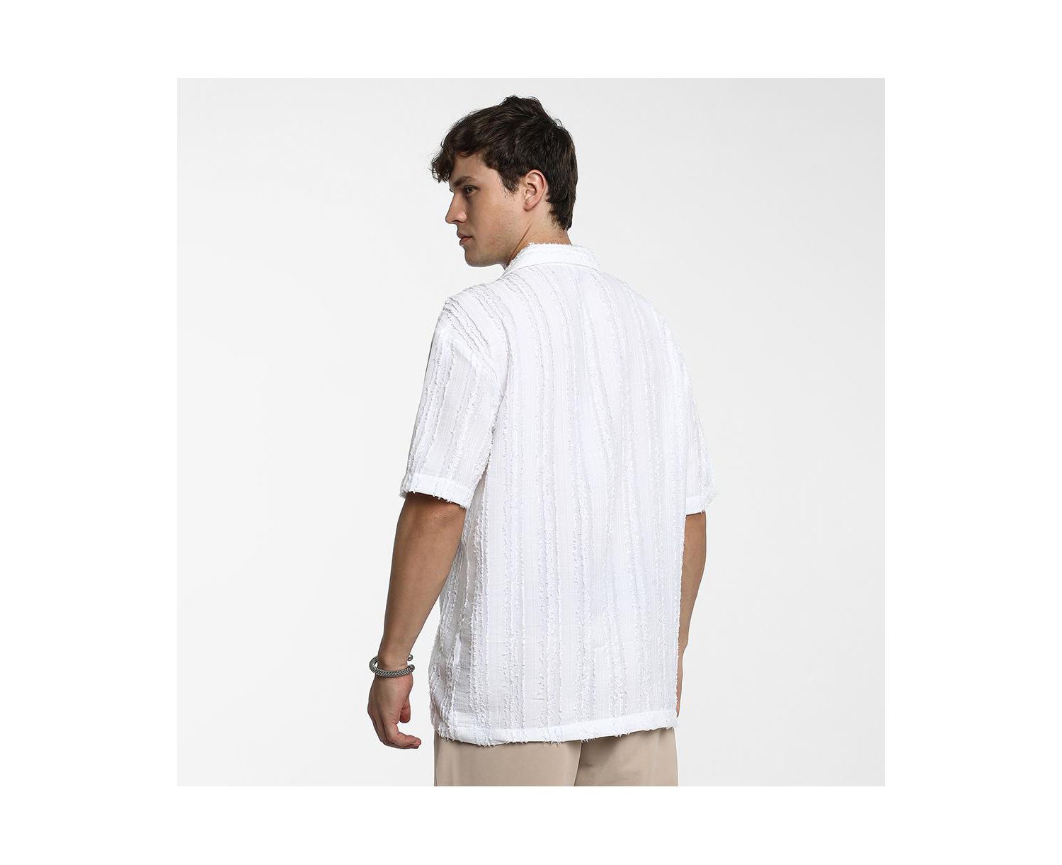 Men's Unhemmed Striped Oversized Shirt