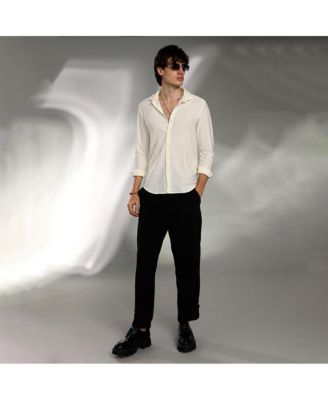 Men's Pale Yellow Hive-Textured Shirt