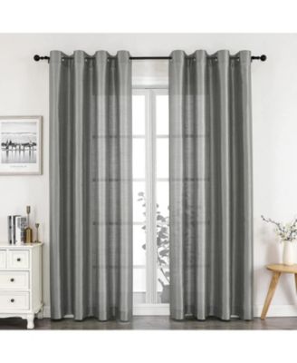 2 Piece Sheer Voile Faux Silk Spring & Summer Grommet Top Curtain Panels