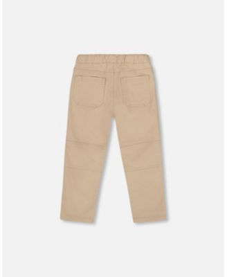 Boy Twill Jogger Pants with Patch Pockets In Beige - Child