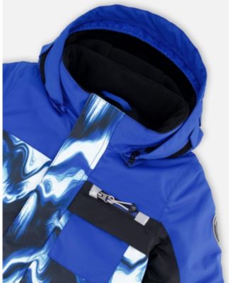 Boy One-Piece Play Snowsuit with Print and Color blocking