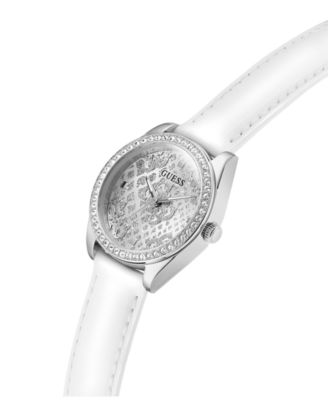 Women's White Silver Tone Analog Watch, 32mm