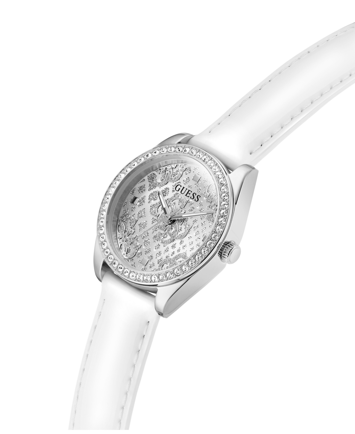 Guess Women's White Silver Tone Analog Watch, 32mm In Silver