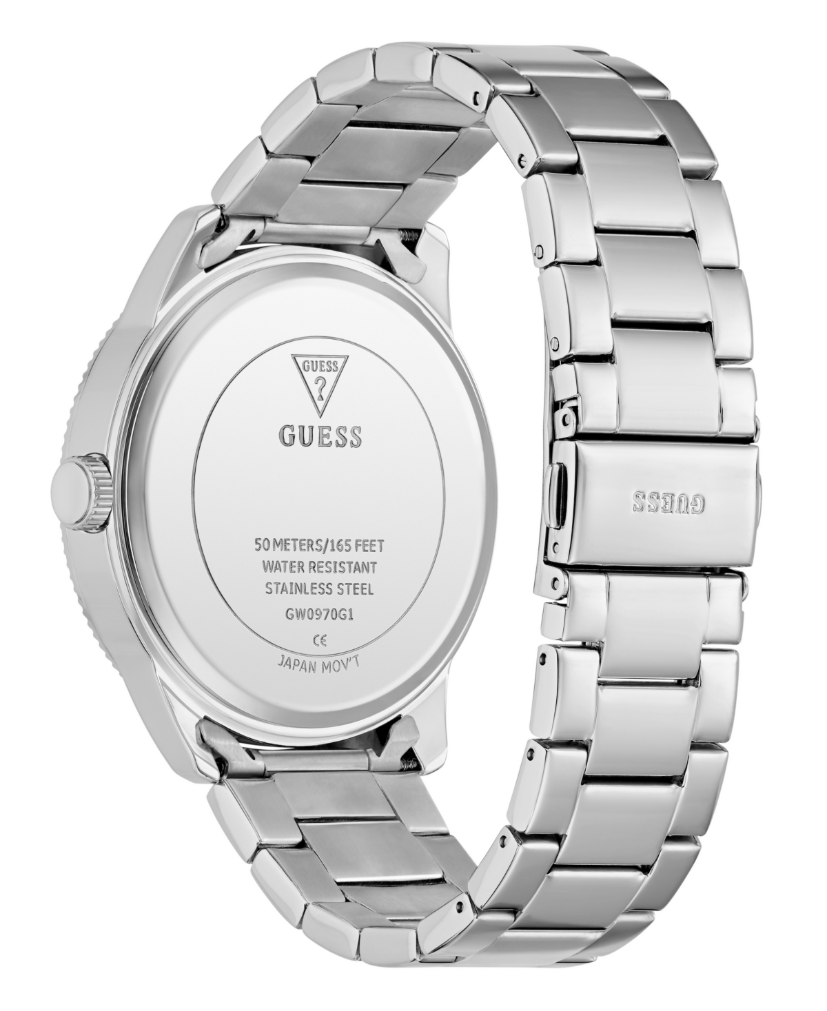 Guess Men's Silver Tone Multi-function Watch, 44mm In Silver