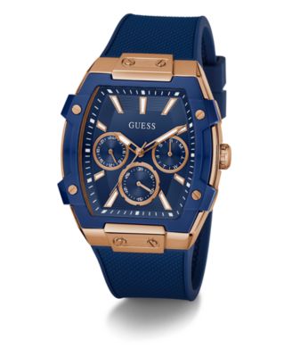 Men's Blue Rose Gold Tone Multi-function Watch, 44mm