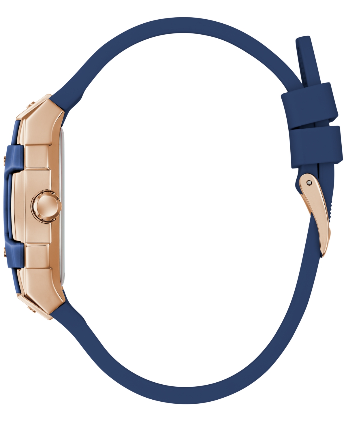 Guess Women's Blue Rose Gold Tone Multi-function Watch, 35mm In Blue
