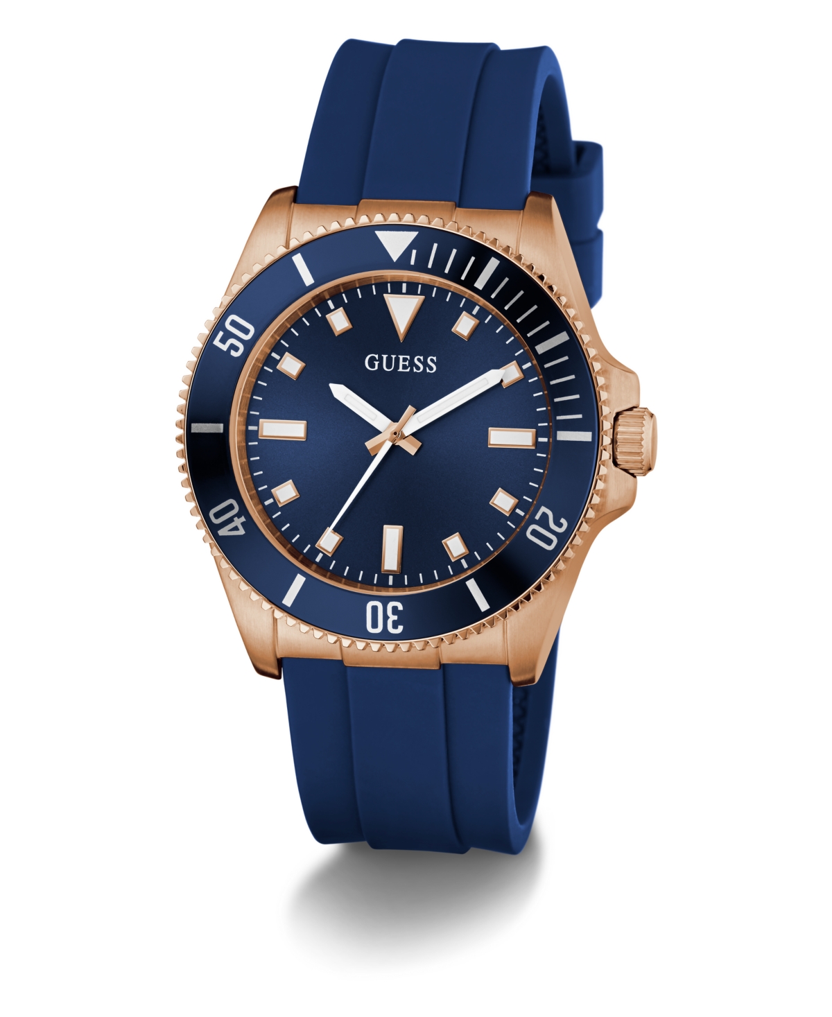 Guess Men's Blue Rose Gold Tone Analog Watch, 41mm In Blue