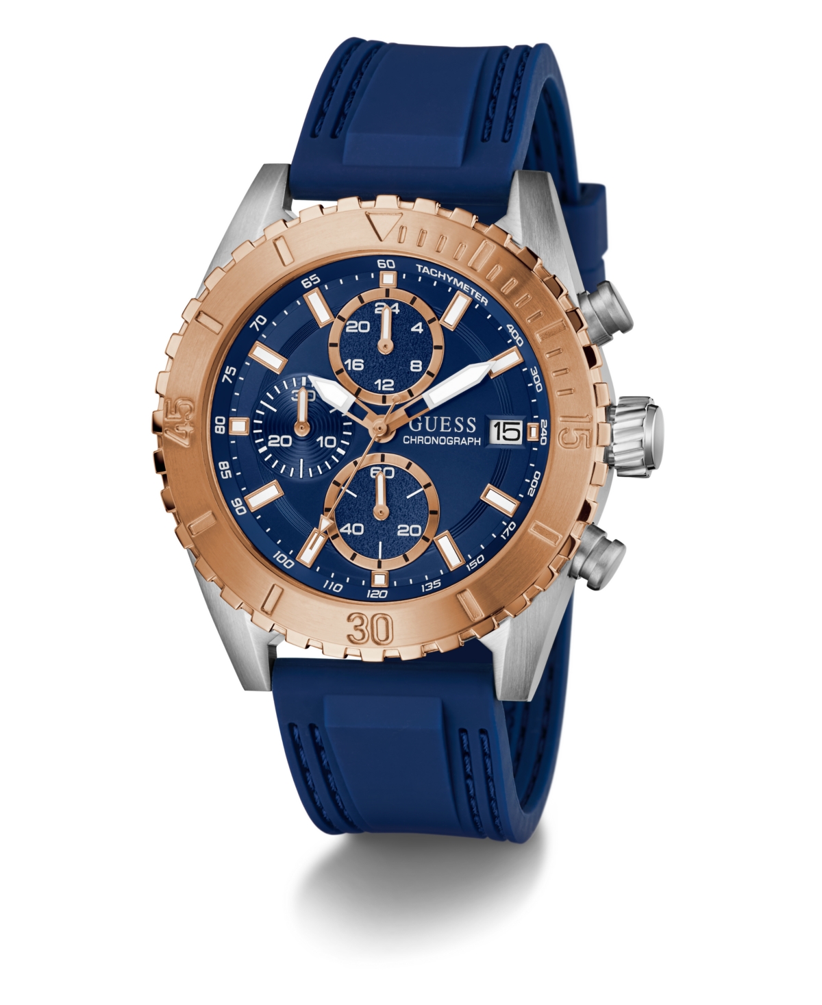 Guess Men's Blue Two-tone Chronograph Watch, 45mm In Multi
