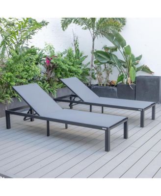 Marlin Patio Chaise Lounge Chair With Black Aluminum Frame, Set of 2