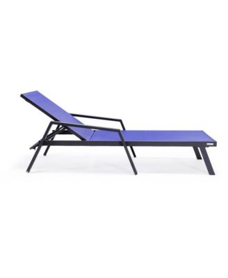 Marlin Patio Chaise Lounge Chair With Armrests in Black Aluminum Frame