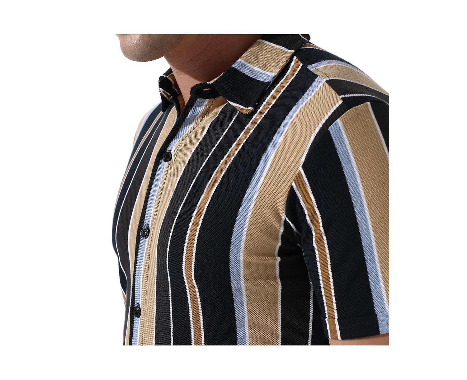 Men's Striped Button Up Cotton Shirt
