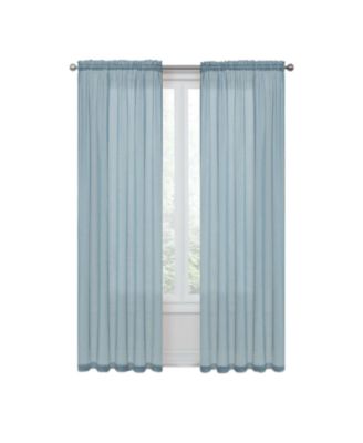 Coastal Pastel Colored Light & Airy Sheer Voile Window Curtains - 52 in. W x 84 in. L, Baby Blue