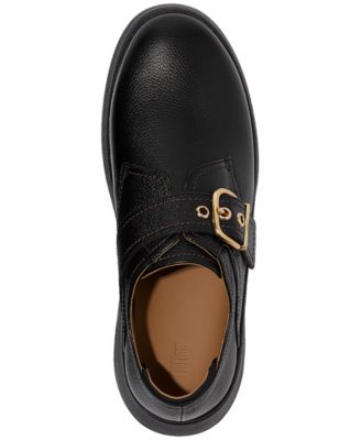 Women's F-Mode Stitch Tumbled-Leather Monk Shoes