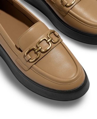 Women's F-Mode Square-Chain Leather Loafers