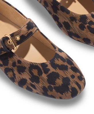 Women's Delicato Leopard Suede Mary Jane Flats