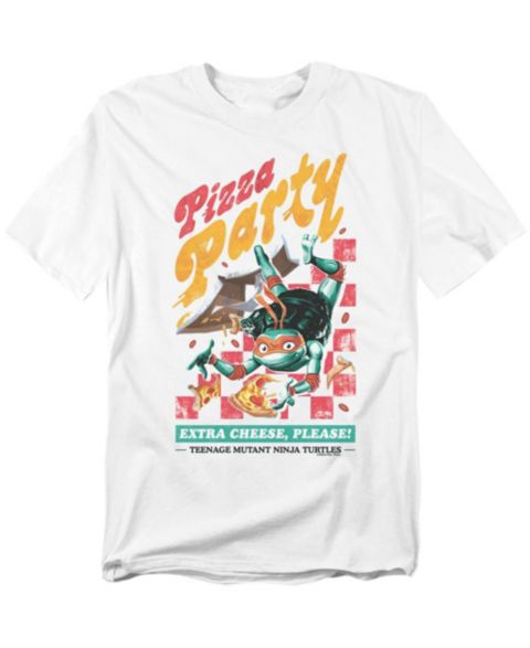 Мужская футболка Teenage Mutant Ninja Turtles Big & Tall Tmnt Mutant Mayhem Mikey Pizza Party, цвет: Белый