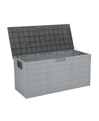 75Gal 260L Deck Storage Box for Tools Cushions Toys Seat Lockable Grey