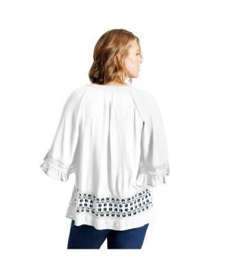 Women's June + Vie Lace-Trimmed Boho Blouse