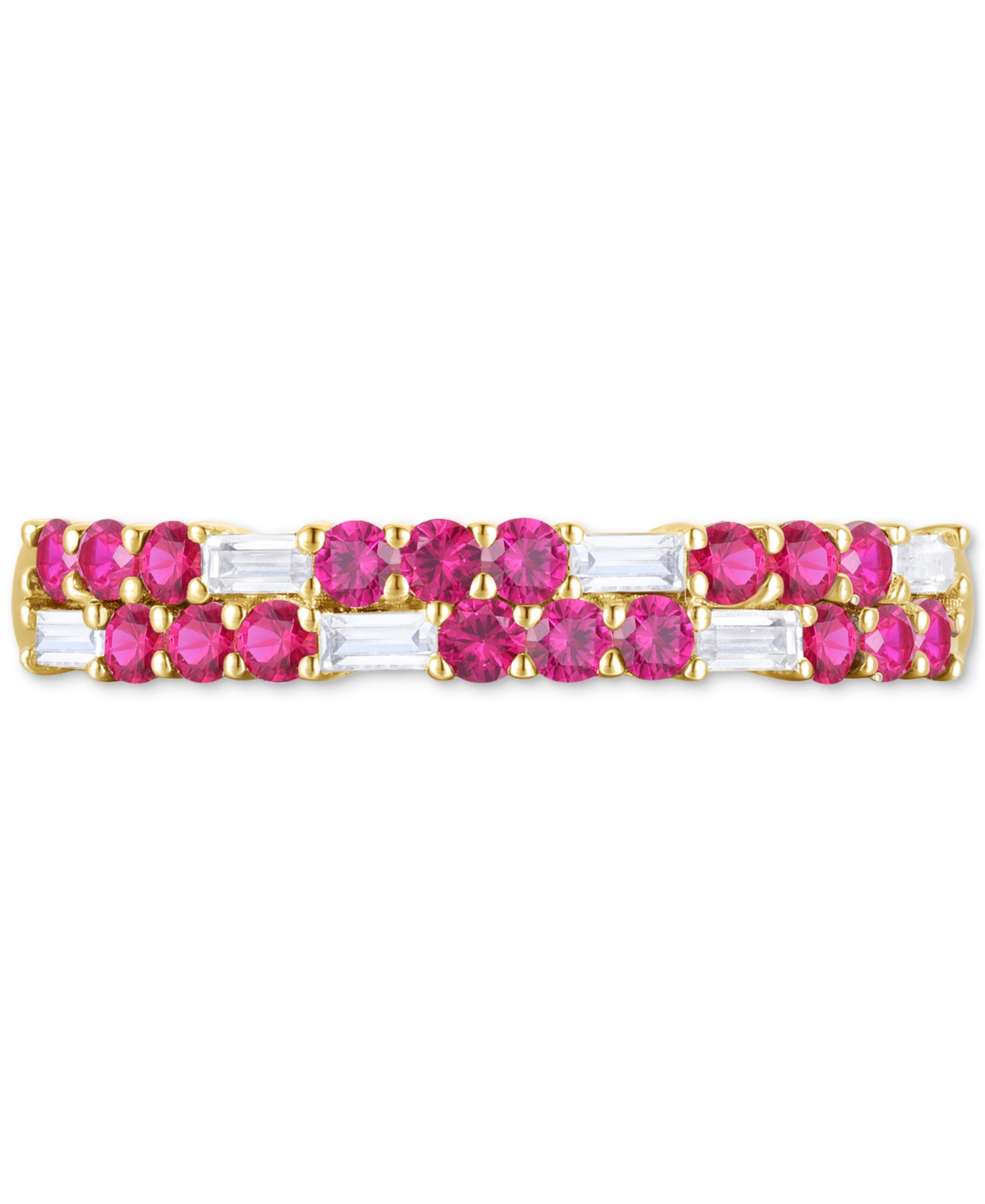 Macy's Created Sapphire, Created White Sapphire & Multi-gemstone Ring In Sterling Silver In Red