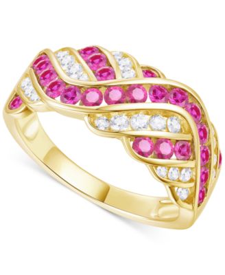 Lab-grown Sapphire, Lab-grown White Sapphire & Multi-Gemstone Ring in Sterling Silver