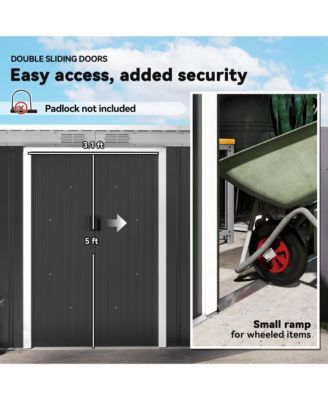 9&#39; x 4&#39; Metal Outdoor Storage Shed with Lockable Doors,