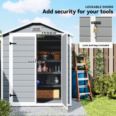 Outdoor Storage Shed 6&#39; x 4.5&#39; w/ Lockable Doors &amp; Window,