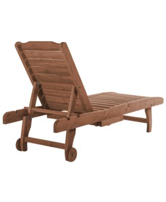 Chaise Lounge Pool Chair, Built-in Table, Wood Look