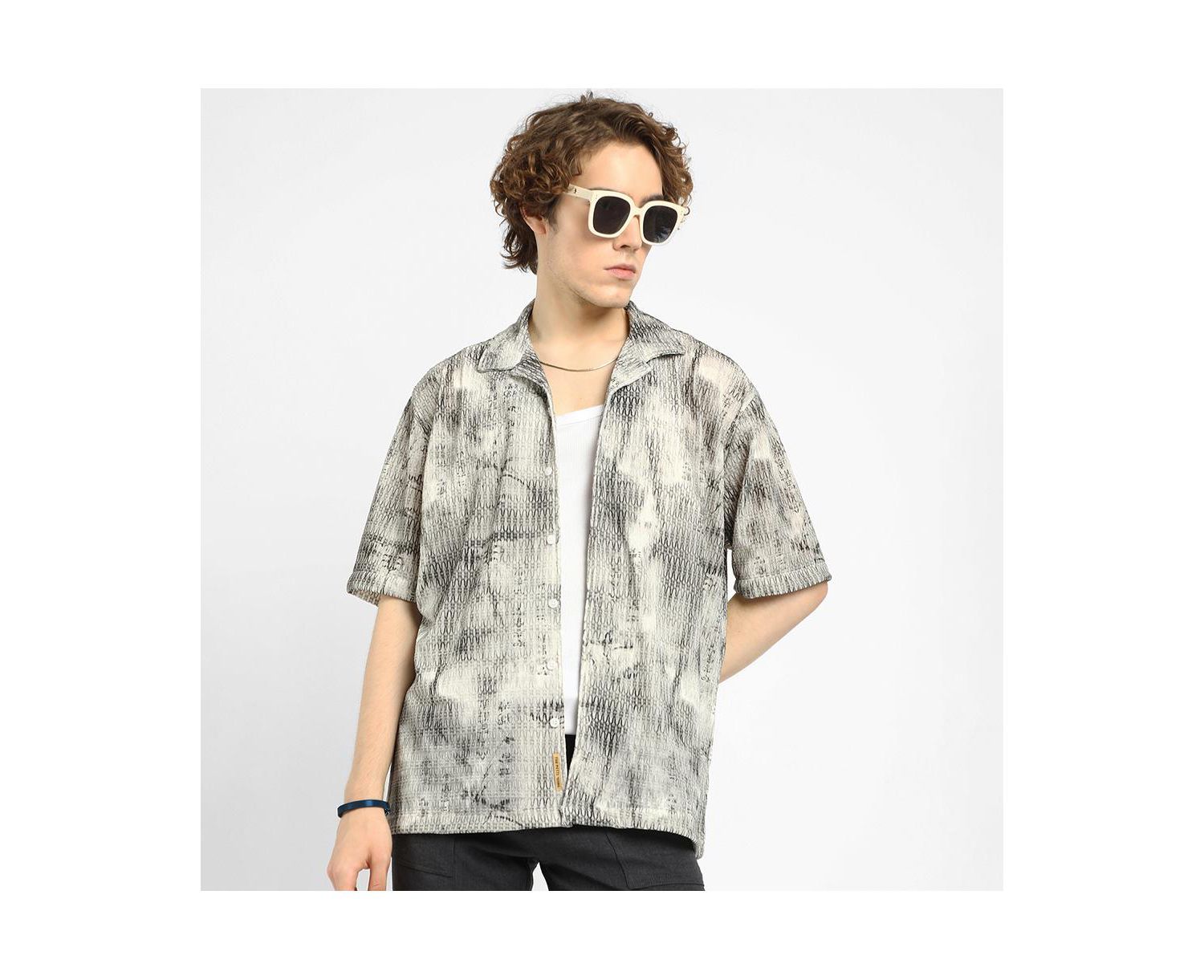 Men's Faded Woven Oversized Shirt
