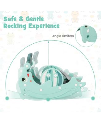 3-in-1 Kids Slide Rocking Horse Set Convertible Toddler Slide w/ Basketball Hoop Green