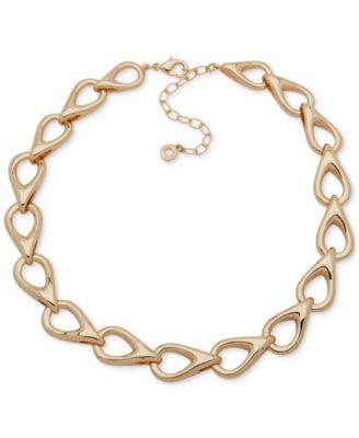 Anne Klein - Gold-Tone Rounded Teardrop Linked Necklace, 16" + 3" extender