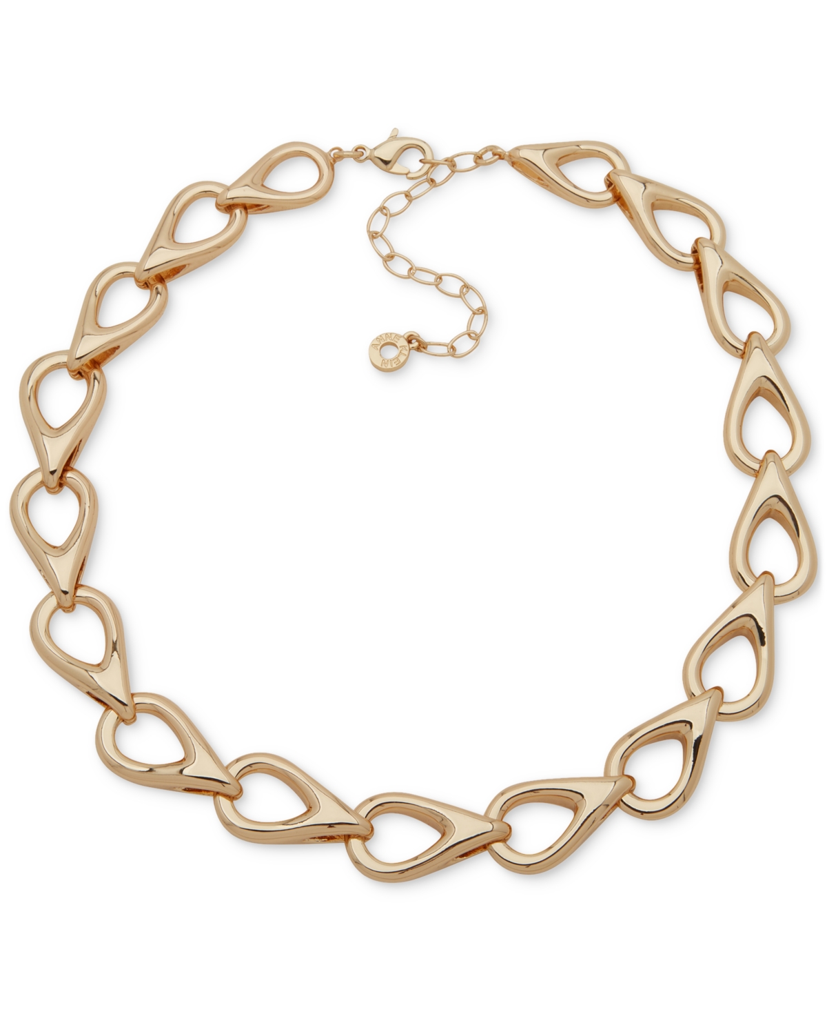 Anne Klein Gold-tone Rounded Teardrop Linked Necklace, 16" + 3" Extender In Gold